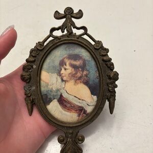 Vintage Italian Girl Ornate Oval Small Frame Made In Italy 6.25x4"
